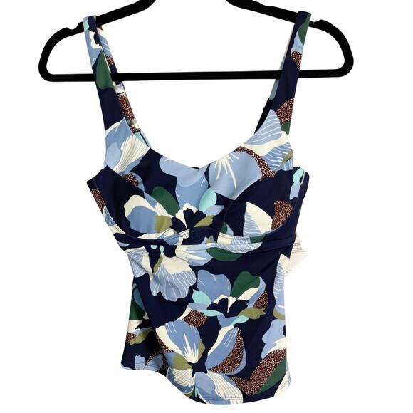 NWT, Athleta, Size 34B/C, Blue Floral Bondi Bra Cup Tankini Top, Top Only - Picture 1 of 6